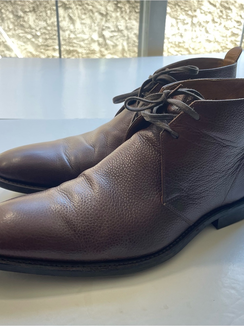Men’s 10 Grenson Pebbled Grain Leather Chukka Boots with Dainite Soles